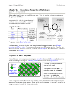 Chapter 2.2 &ndash; Explaining Properties of Substances