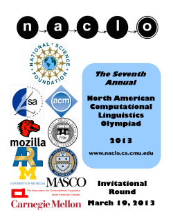 Round 2 Problems - North American Computational Linguistics