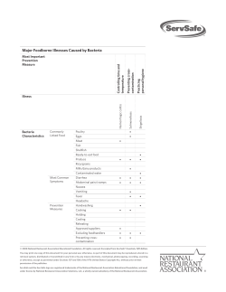 Major Foodborne Illnesses Caused by Bacteria
