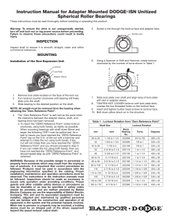 Instruction Manual for Adapter Mounted DODGE&reg; ISN Unitized