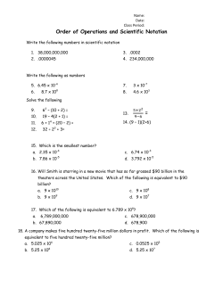 Order of Operations and Scientific Notation