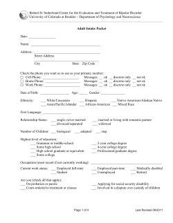 Questionnaires - Robert D. Sutherland Memorial Foundation