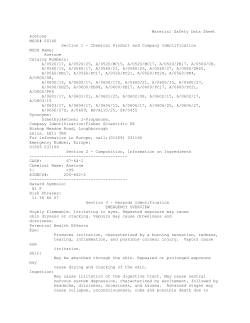 Material Safety Data Sheet Acetone MSDS# 00140 Section 1