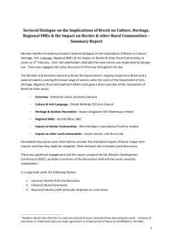 Sectoral Dialogue on the Implications of Brexit on Culture, Heritage