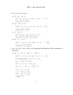 HW 5 - Due Sep 26, Wed 1. Find the general solution (a) y// + 2y