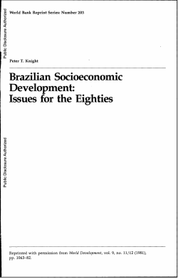 Brazilian Socioeconomic Development: Issues for the Eighties
