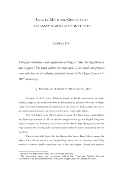 This paper introduces a mini-symposium on Magna Carta: Its