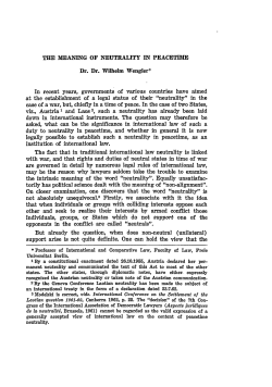 Meaning of Neutrality in Peacetime, The