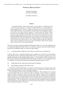 NOMINAL RESTATEMENT&lowast; Ekaterina Jasinskaja, University of