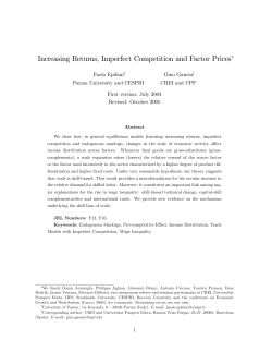 Increasing Returns, Imperfect Competition and Factor Prices!