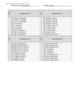 Marking Period 1 Marking Period 3 1 Our Nation`s Geography 21