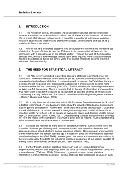 1. introduction 2. the need for statistical literacy