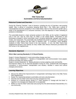 Olde Towne East Automobiles and Early Suburbanization Historical