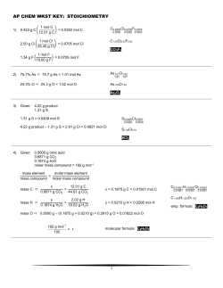 AP CHEM WKST KEY: STOICHIOMETRY