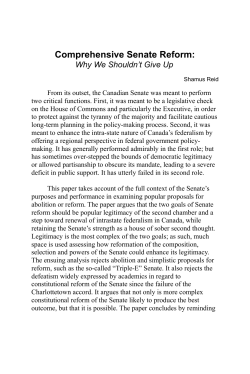 Comprehensive Senate Reform: Why We Shouldn`t Give Up