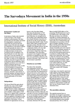 The Sarvodaya Movement in India in the 1950s The