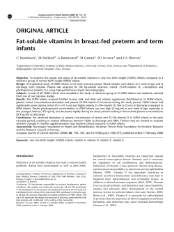 Fat-soluble vitamins in breast-fed preterm and term infants