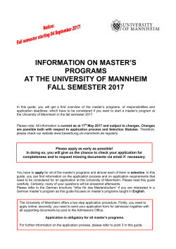 Master`s Guide - Zulassungsstelle