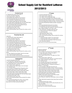 School Supply List for Rockford Lutheran 2012/2013
