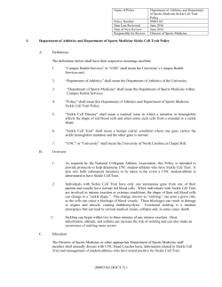 Department of Athletics and Department of Sports Medicine Sickle