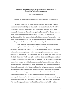 1 What Does the Study of Music Bring to the Study of Religion? or