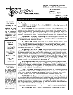 September 2, 2016 Friday Newsletter