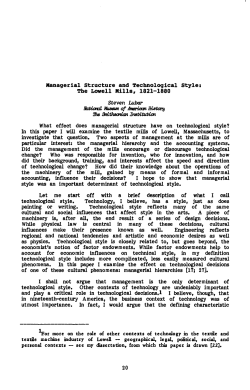 Managerial Structure and Technological Style: The Lowell Mills