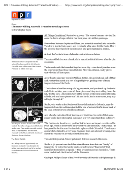 NPR : Dinosaur-Killing Asteroid Traced to Breakup http://www.npr