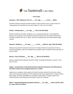 List of Cases Saunders v. ADP TotalSource FI XI, Inc., ___ N.C. App