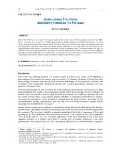 Gastronomic Traditions and Eating Habits in the Far East