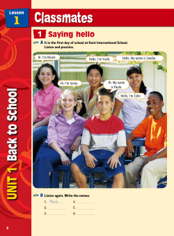 Unit 1 Back to School