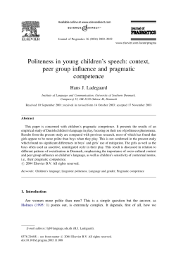 Politeness in young children`s speech