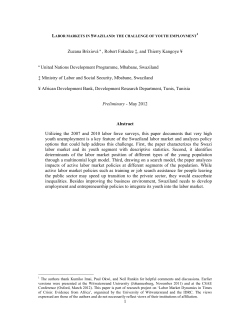 Labour Markets in Swaziland the Challenge of Youth Employment