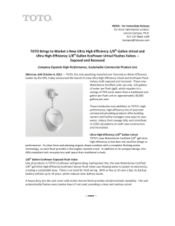 TOTO Brings to Market a New Ultra High,Efficiency 1/8th Gallon
