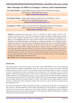 Short Messages: Its Effect on Teenager`s Literacy and