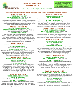 CAMP WOODHAVEN THEMES 2017