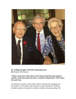 Dr. William Feindel, 1918-2014, Remembrances By Rolando Del