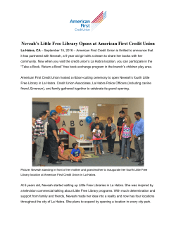 Neveah`s Little Free Library Opens at American First Credit Union