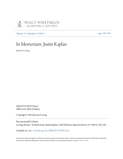 In Memoriam: Justin Kaplan