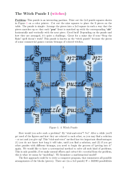 The Witch Puzzle I (witches) - A Mathematical Modeling Language