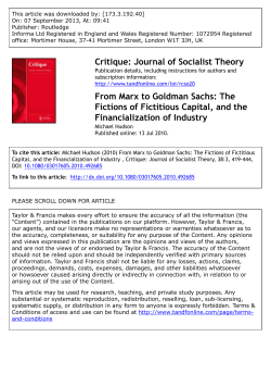 Critique: Journal of Socialist Theory From Marx to Goldman