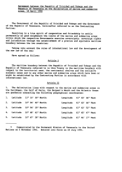 Agreement between the Government the Republic of Trinidad and
