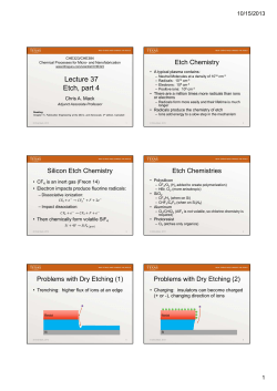 Lecture 37 Etch, part 4 - Chris Mack, Gentleman Scientist