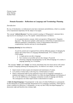 Domain Dynamics &ndash; Reflections on Language and