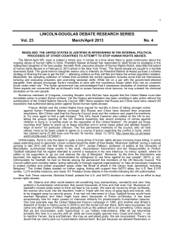 LINCOLN-DOUGLAS DEBATE RESEARCH SERIES Vol. 23 March