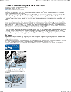 Brakes - Dealing With A Low Brake Pedal