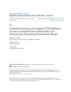 Limited transmission of emergent H7N9 influenza A virus in a