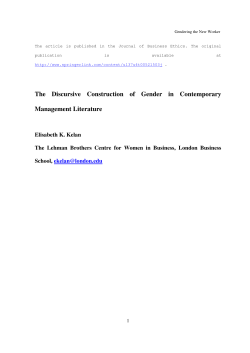 The Discursive Construction of Gender in Contemporary