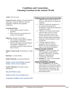 Conditions and Connections: Choosing Locations in the Ancient World