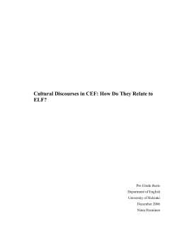 Cultural Discourses in CEF: How Do They Relate to ELF?